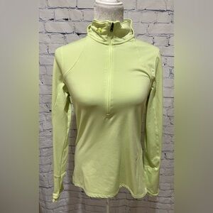 Under Armour Women’s Neon Yellow Cold Gear Fitted Mock Neck 1/4 Zip Running M